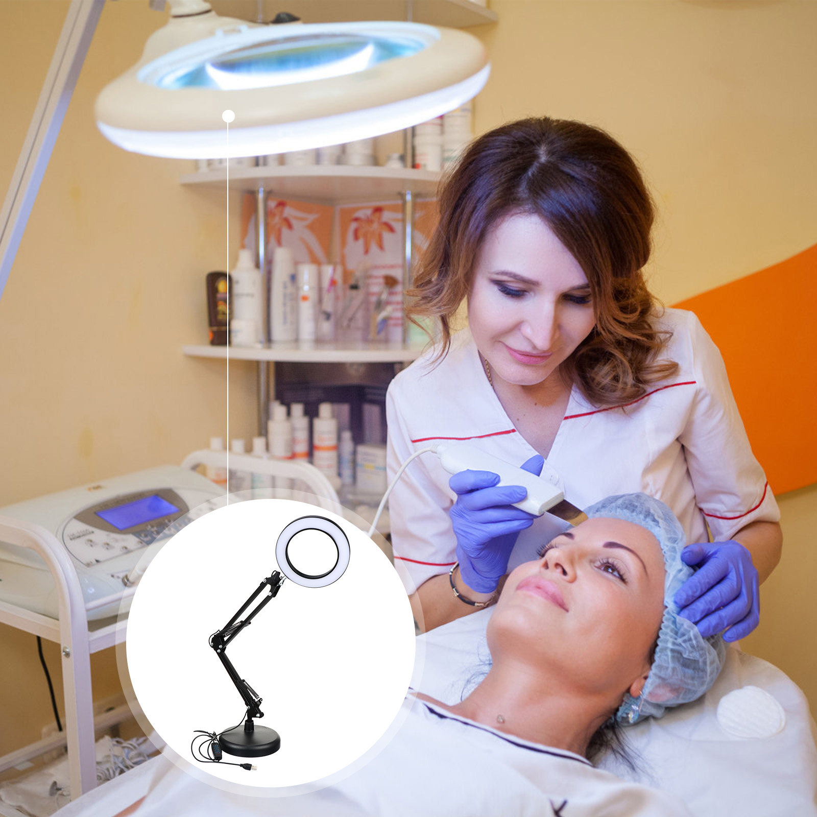 Desk View Setup - LED Magnifying Lamp Set 5X Magnifier