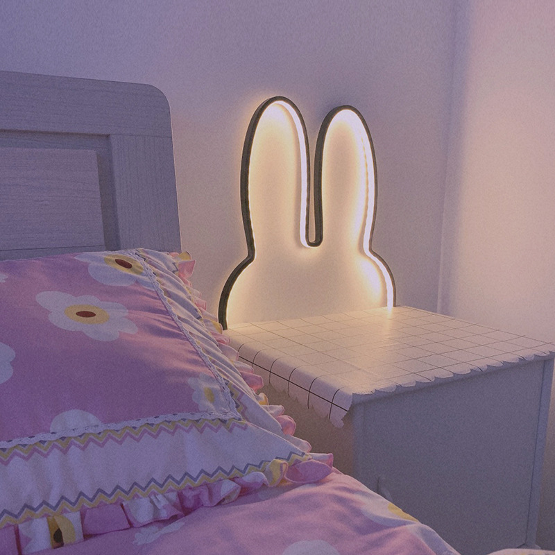 Yellow Desk Setup - Cute Led Rabbit Wall Lights USB