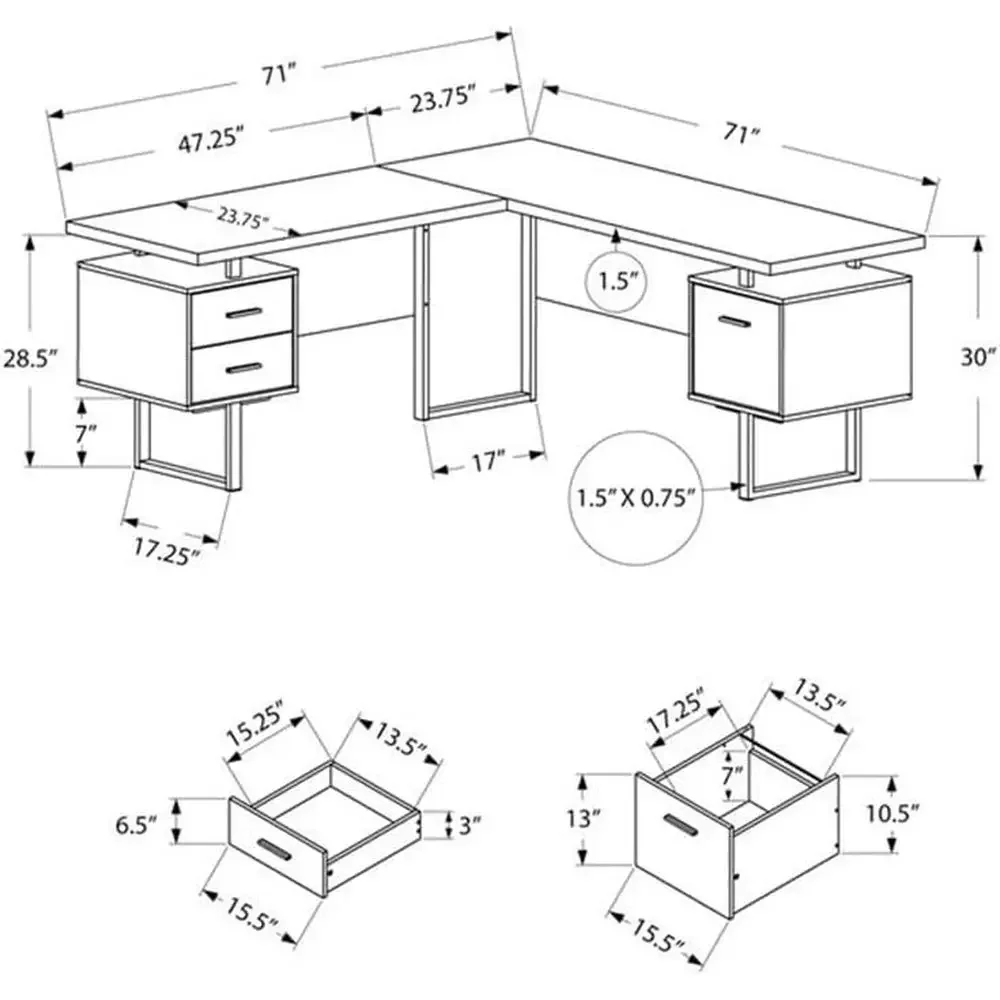 L-Shaped 70 Computer Desk with - đánh giá và giá Desk Setup In Office