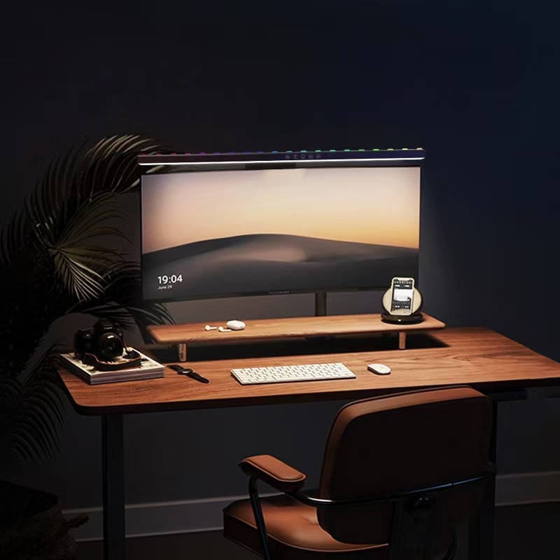 LED Monitor Light Hanging Desk - đánh giá và giá Yellow Desk Setup