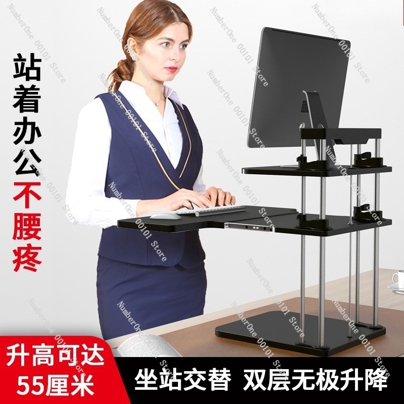 Height-Adjustable Standing Des - đánh giá và giá Desk Setup Monitor And Laptop