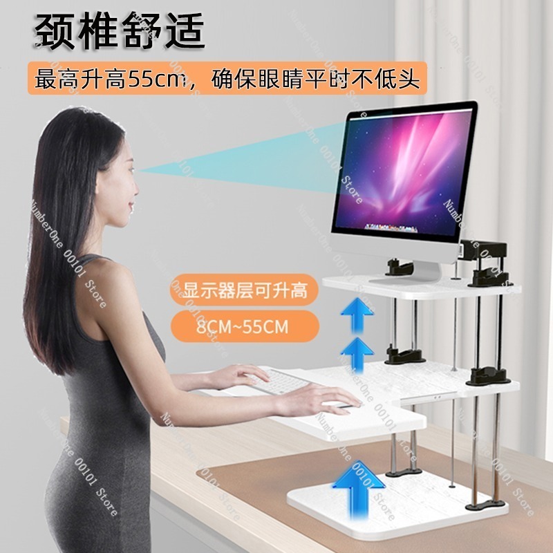 Height-Adjustable Standing Des - đánh giá và giá Desk Setup Monitor And Laptop