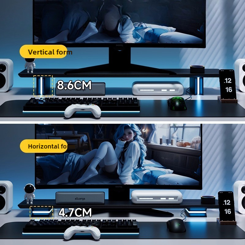 RGB Monitor Stand Ergonomic Co - đánh giá và giá Desk Setup Monitor And Laptop