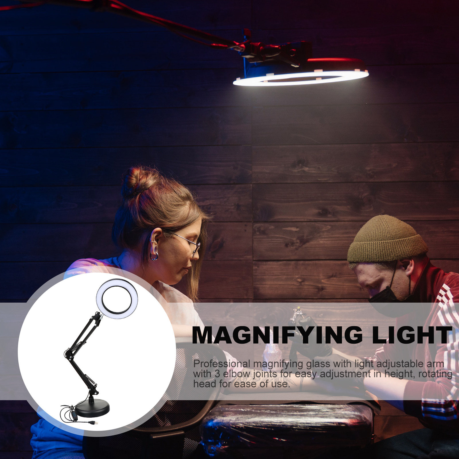 LED Magnifying Lamp Set 5X Mag - đánh giá và giá Desk View Setup