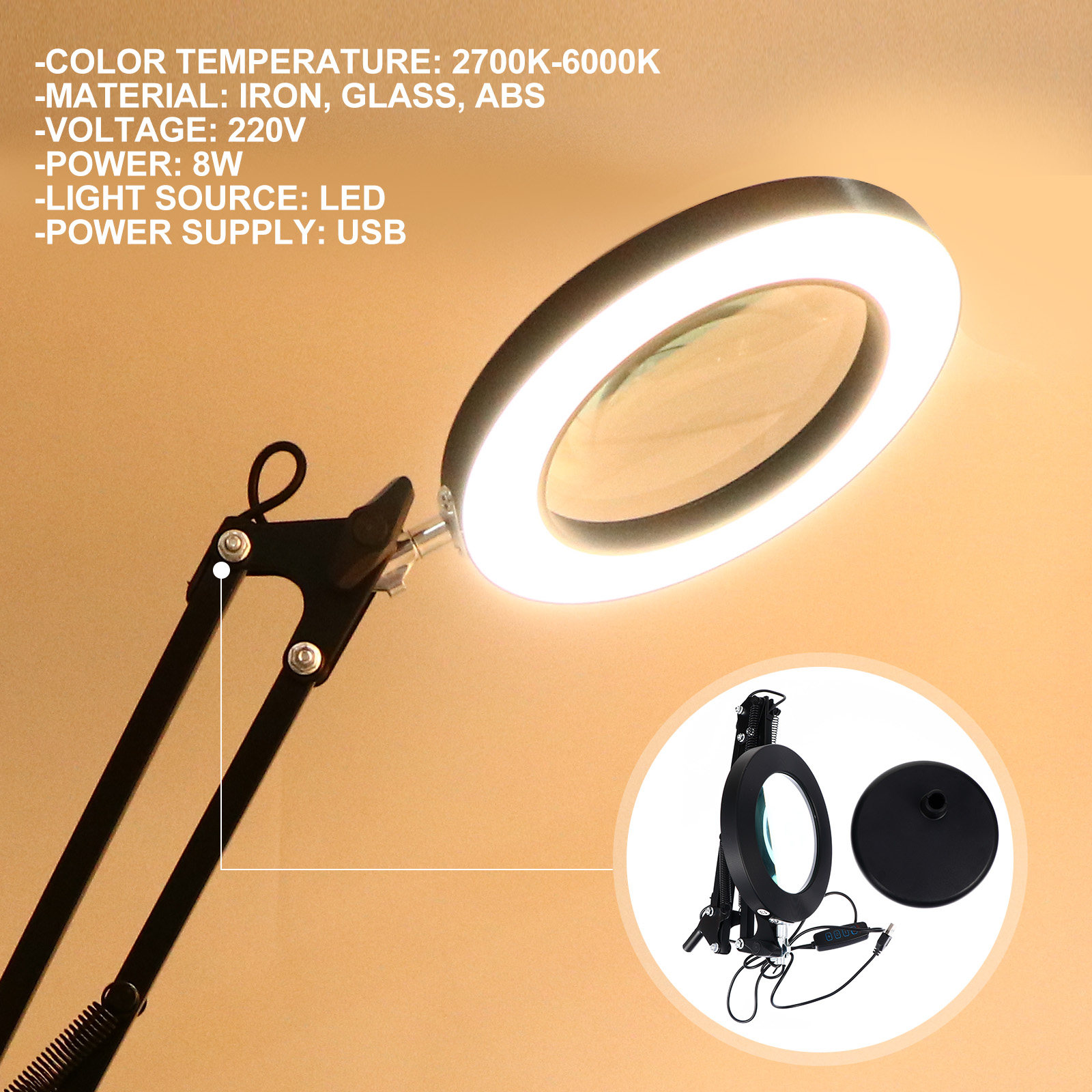 LED Magnifying Lamp Set 5X Mag - đánh giá và giá Desk View Setup