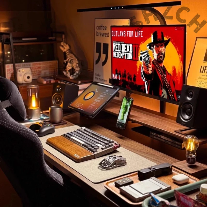 Modular Walnut Monitor Stand f - đánh giá và giá Desk Setup Monitor And Laptop