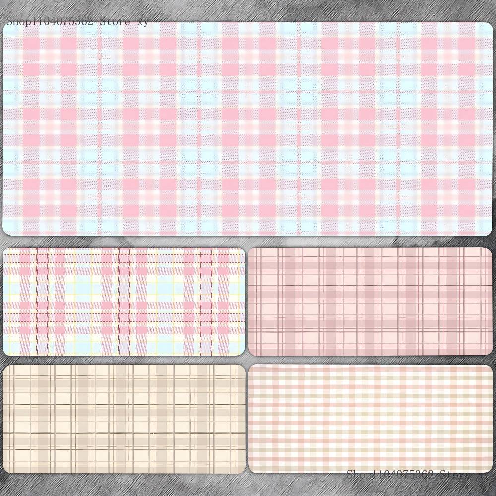 Plaid Pattern Mouse Pad Large  - đánh giá và giá Yellow Desk Setup