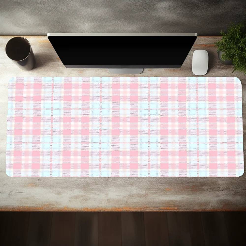 Plaid Pattern Mouse Pad Large  - đánh giá và giá Yellow Desk Setup