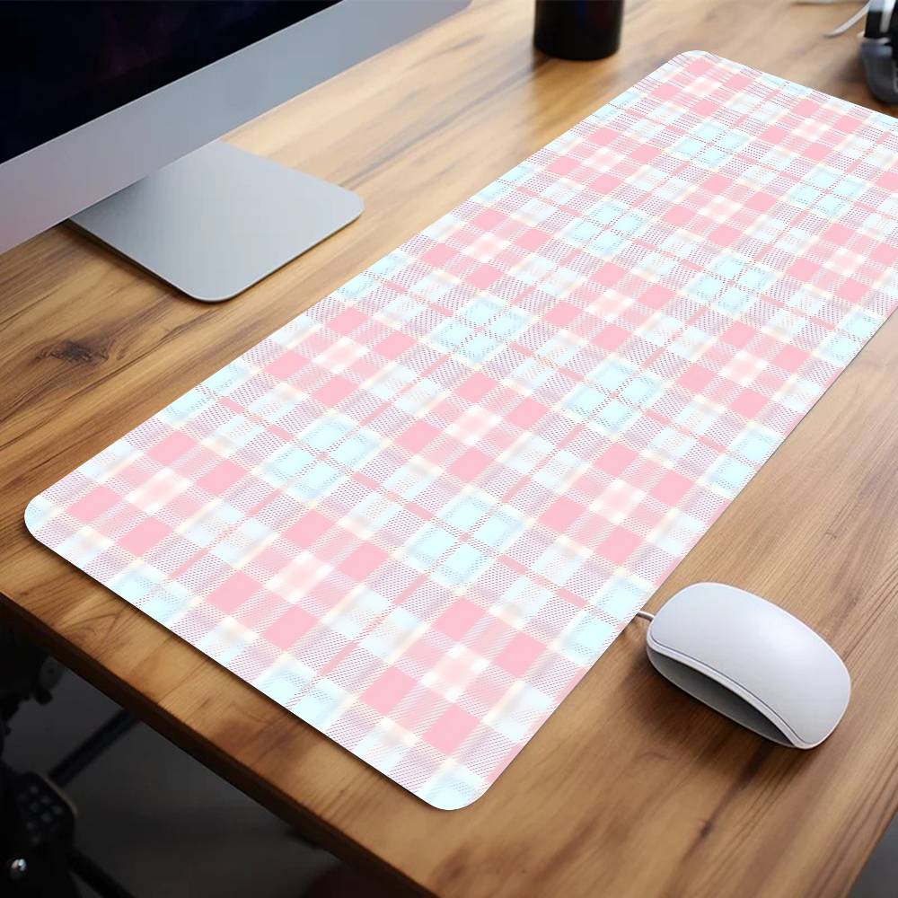 Plaid Pattern Mouse Pad Large  - đánh giá và giá Yellow Desk Setup