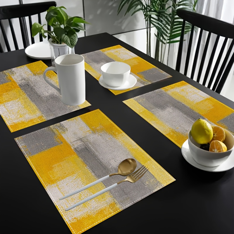 VIKAMA Yellow Gray Abstract Oi - đánh giá và giá Yellow Desk Setup