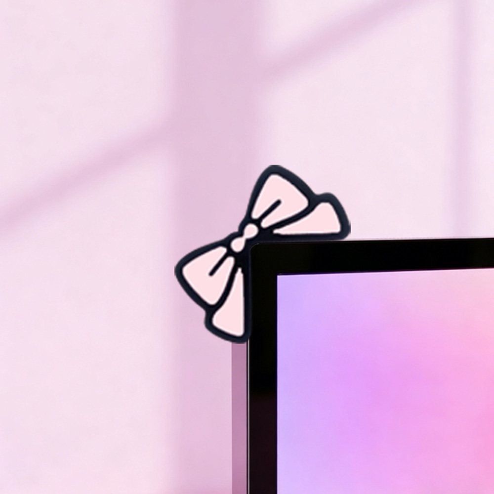 Cute Pink Bow Monitor Decor Ka - đánh giá và giá Desk Setup Monitor And Laptop