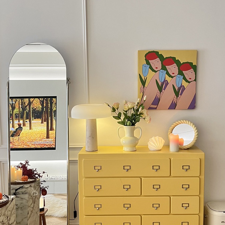 Mushroom Lamp for French Style - đánh giá và giá Yellow Desk Setup