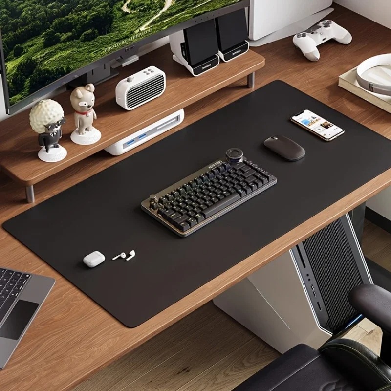 Pink Solid Color Leather Desk  - đánh giá và giá Yellow Desk Setup