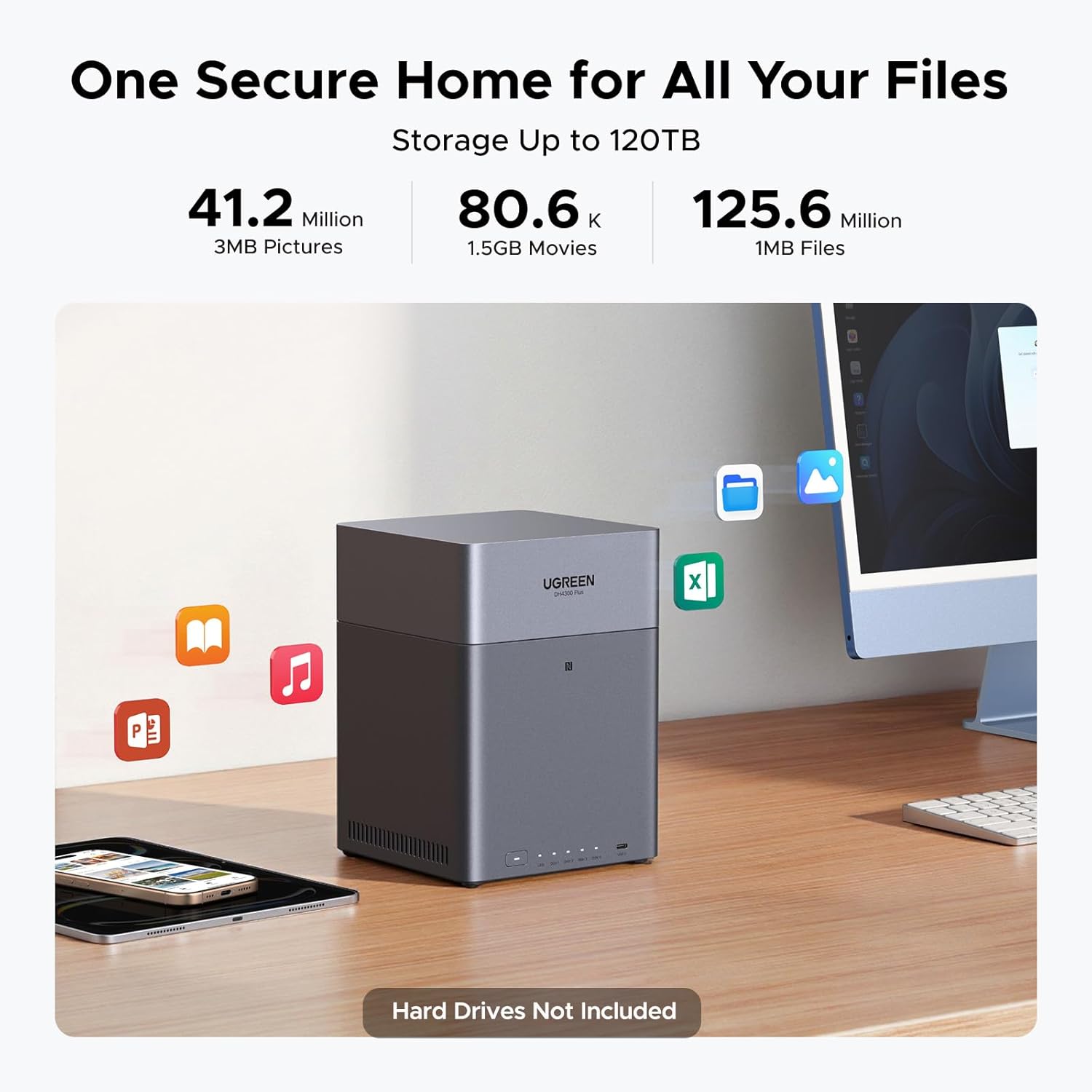 UGREEN NAS DH4300 Plus 4 Bay D - đánh giá và giá Desk Setup Organization